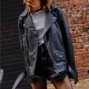REAL LEATHER oversized Nasty Gal biker jacket